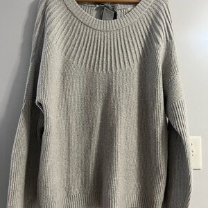 Hinge Light Gray Ribbed Women's Sweater